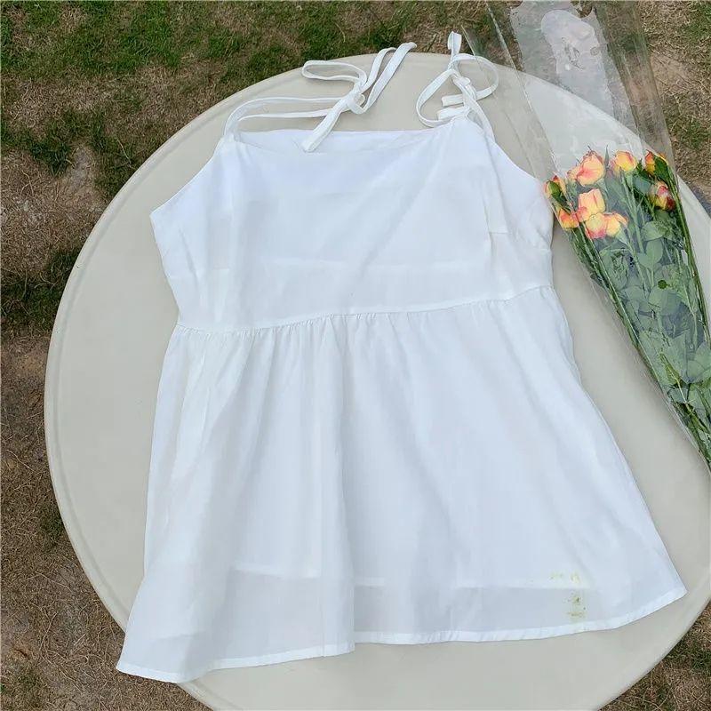 2023 Новый однотонный топ без рукавов, женская летняя майка с рюшами и дизайном, темпераментная майка