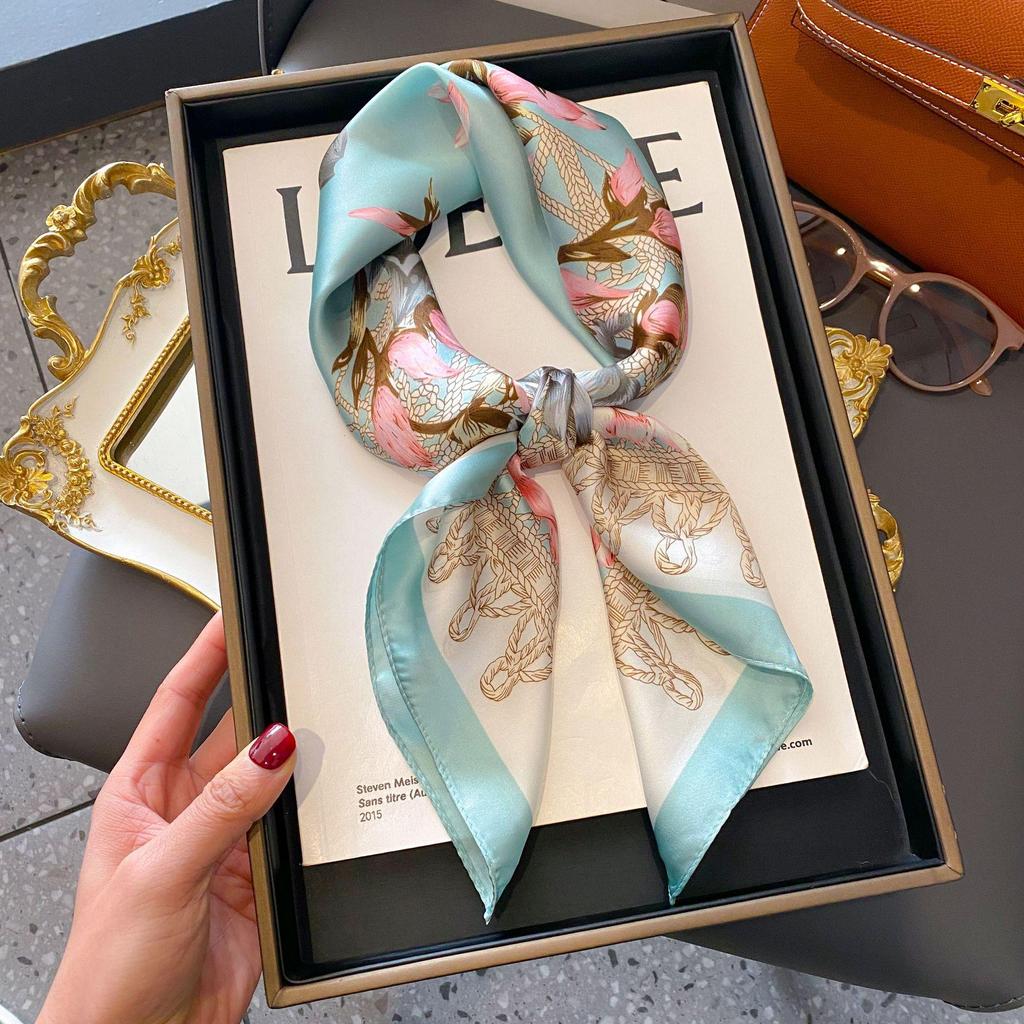 70cm Korean-Style Silk Square Scarf: Fashionable, Versatile Neck Protection and Decorative Accessory