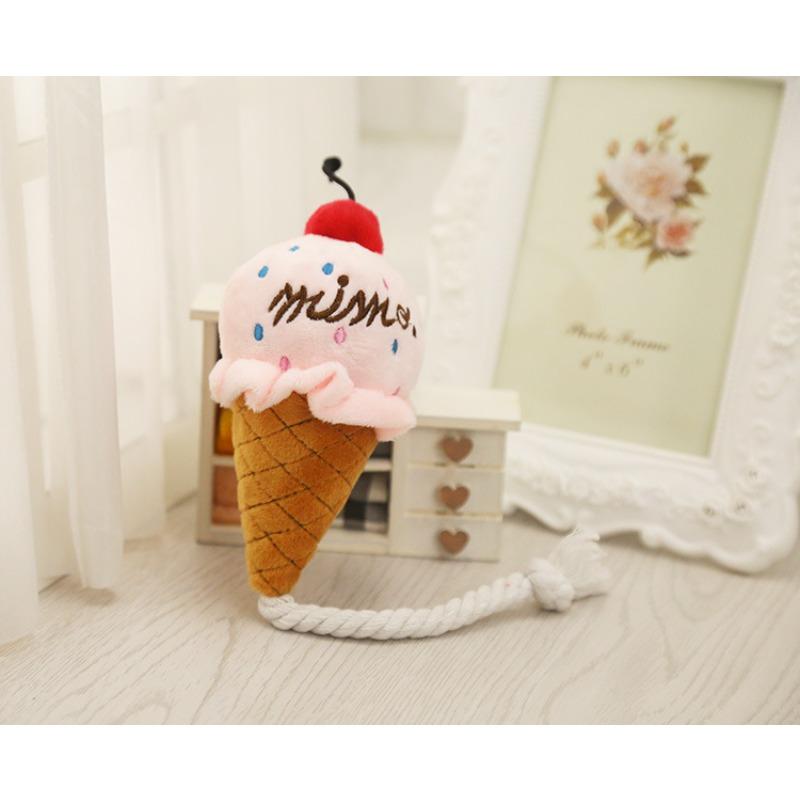 Two-color Ice Cream Cat Vocal Toy for Pet Dogs, Pink Pet Dog Toy Supplies, Cat Toys