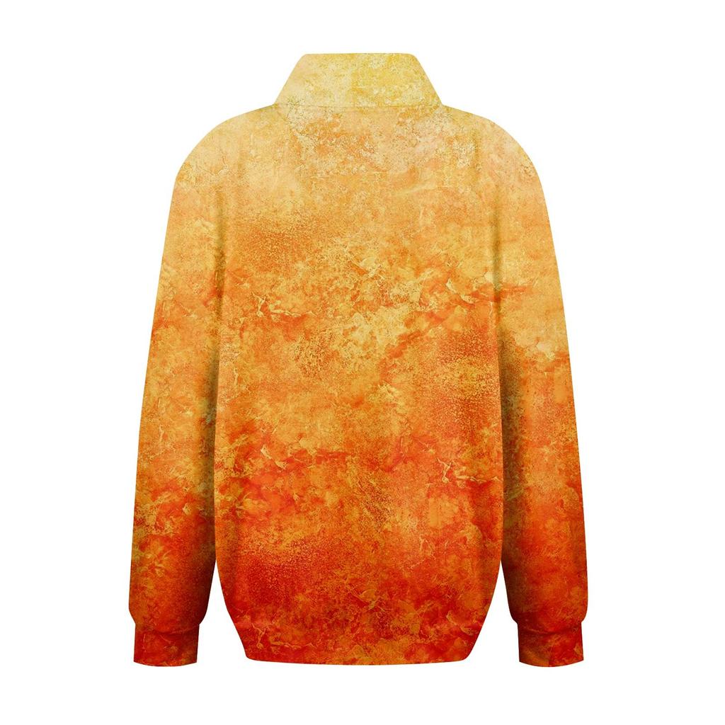 Женская мода с принтом и длинными рукавами, свободная полуводолазка с разрезом, толстовка, топ