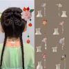 Chinese Style Flower Hair Stick Handmade Hanfu Hair Bun Elegant Butterfly Hairpin  for Hanfu Party