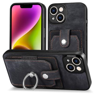 Слот для карты и кольца на палец, кожаный чехол для телефона Iphone 14 Pro Max 15 11 12 13 14 Plus 14pro Iphone14 Iphone13, матовый чехол