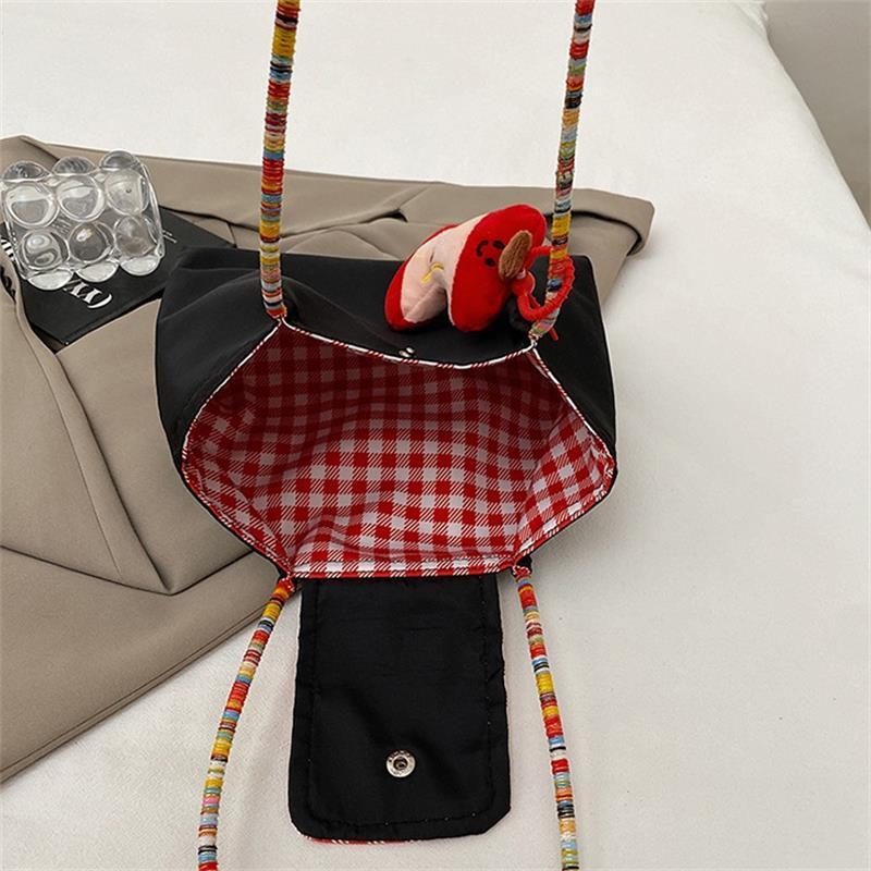 Повседневная нейлоновая клетчатая сумка через плечо с подвеской, дофаминовая сумочка, большая вместимость, женская сумка-тоут для поездок на работу, трендовые сумки под мышкой