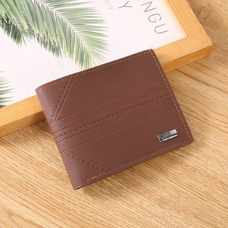 Men's Wallet Short Casual Fashion Simple Thin Leather Clip Blue Large Capacity Men's Wallet Card Bag Change Bag