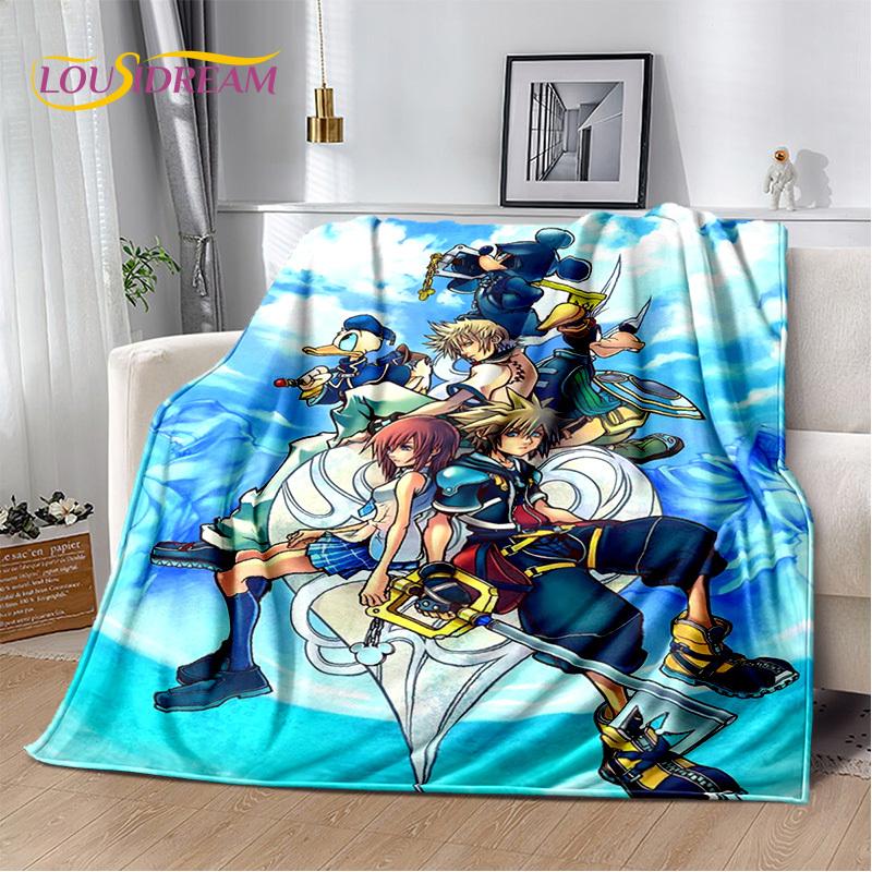 Cartoon Kingdom Hearts Games 3D Soft Flannel Blanket for Beds Bedroom Sofa Picnic,Throw Blanket for Cover Outdoors Leisure Gift