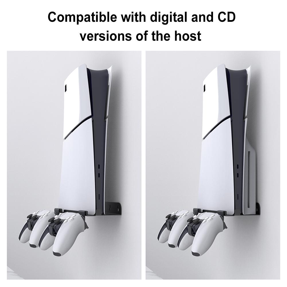 Настенный комплект Подставка для консоли с держателем для контроллера Подставка-держатель для игровой консоли для PS5 Slim Digital Edition и Disc Edition