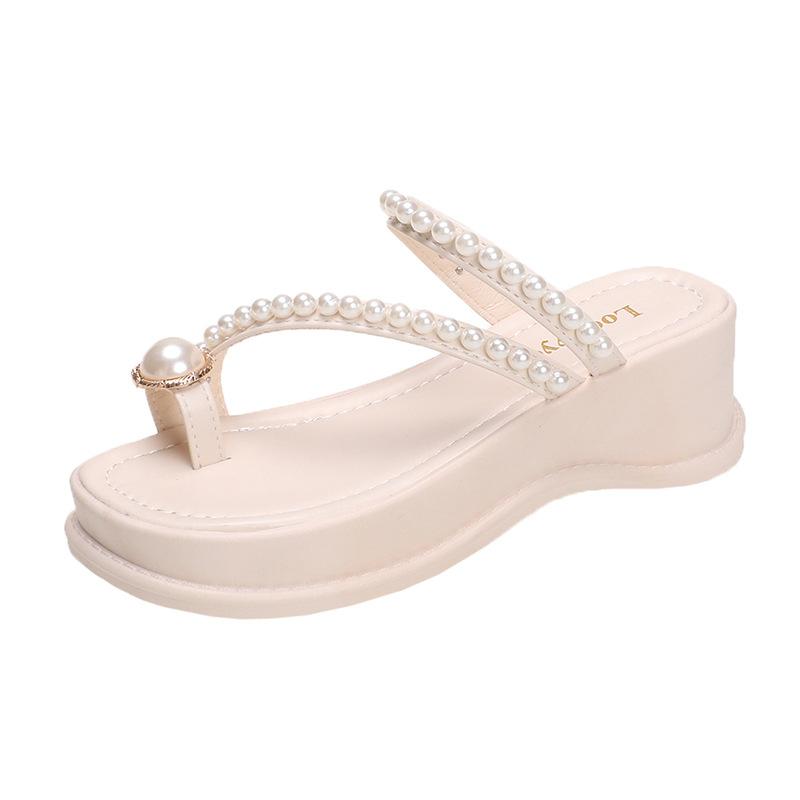 2024 Новые универсальные модные сандалии Matsuke на толстой подошве с жемчугом для женщин, сандалии и тапочки для лета для женщин
