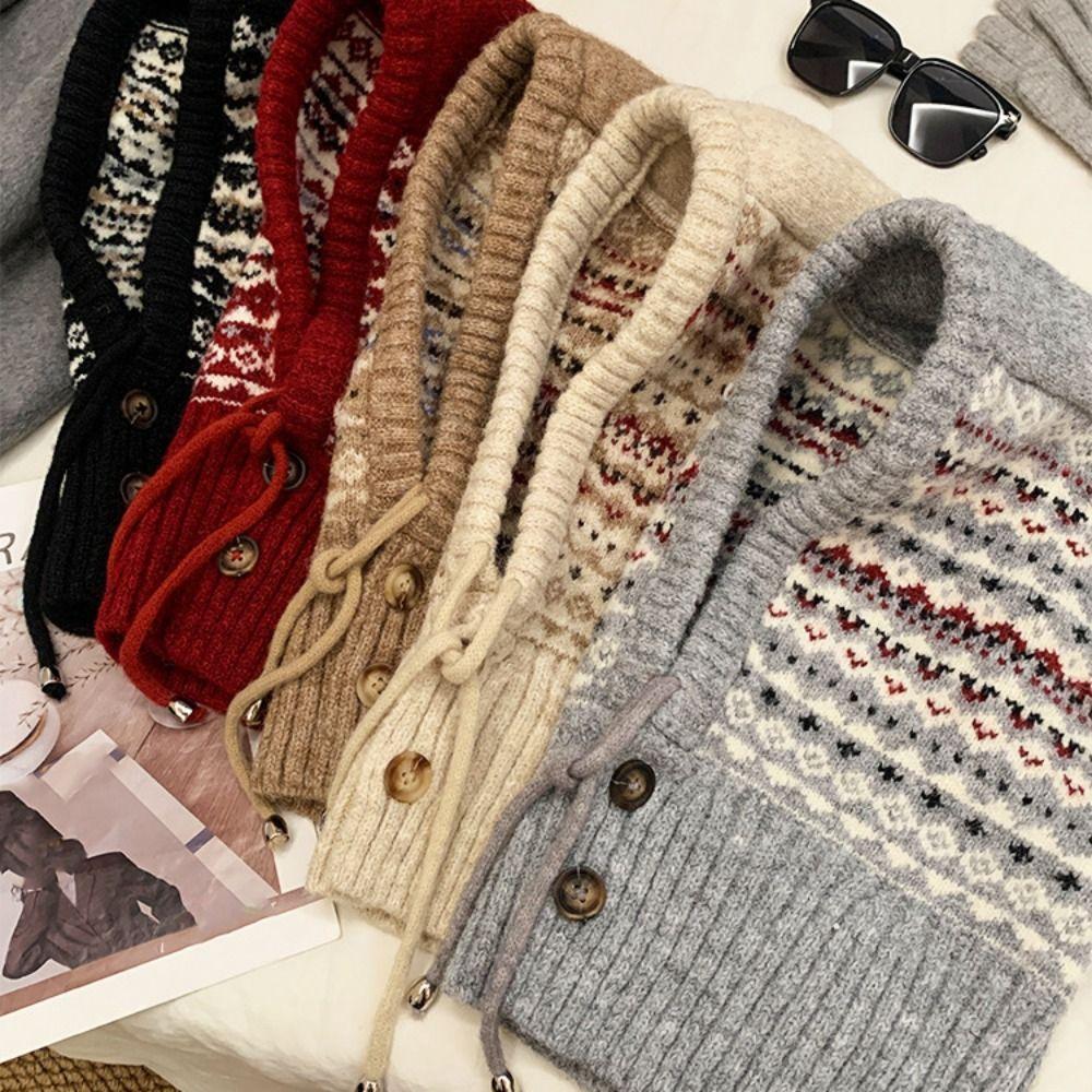 Пуловер Шапка Жаккардовая Балаклава Шапка С Принтом Зимняя Шапка Модный Вязаный Головной Убор в Стиле Фэр-Айл Уличный