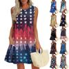 Женские модные повседневные платья без рукавов с круглым вырезом и оборками с принтом «День независимости»