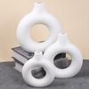 Donut Plastic Vase White Black Pink Cute Round Vase Flowerpot Ornaments for Living Room Dining Table Office Home Decor