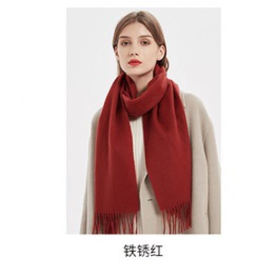 Шерстяной шарф Mary, однотонный шарф, женский универсальный осенне-зимний шарф, утолщенная теплая шаль, простая красная кисточка