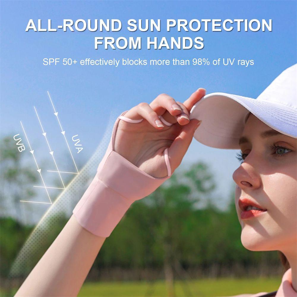 Left Hand Sunscreen Ice Silk Women Golf Gloves Golf Gloves Sports Gloves Golf Half Finger Glove