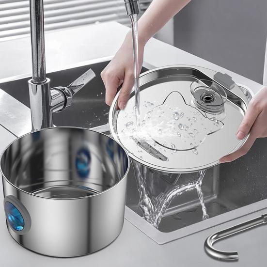 3.2L Dog Water Fountain Stainless Steel Quiet Pet Fountain with Quadruple Filtration Splash-Free Purification Fountain with Visual Water Level