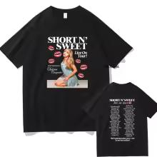 Sabrina Carpenter Singer Print T-shirt Unisex Soft Cotton Short Sleeve Oversized Loose Pop Music Fan Casual Street Fashion Tees 3