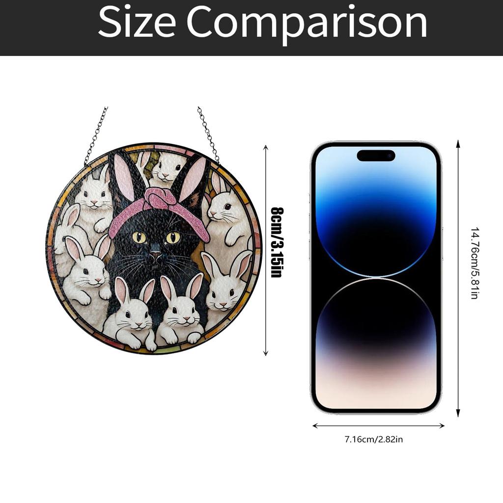 Bunny And Cat Suncatcher Ornament Acrylic Window Decoration. Creative Lighting Craft Pendant Home Decoration Hanging