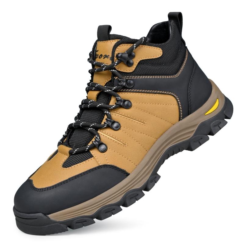 Large Genuine Leather High Top Casual Shoes Men Outdoor Travel Hiking Mountaineering Shoes Anti Slip Wear-Resistant Sneaker