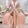 New Mesh Pajamas Women's Lace Light Luxury Short-sleeved Cool Nightgown Bathrobe Women's Clothing