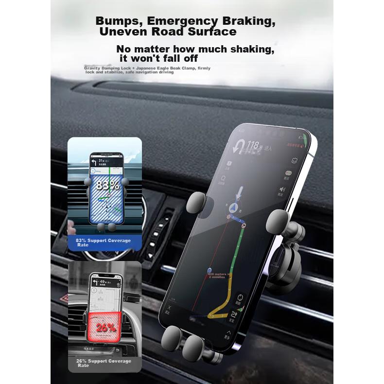 Pisen Car Mini Phone Holder, Clip-On Design, Extendable, Universal Car Accessory, Phone Mount for Interior Use, Black