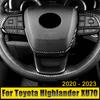 For Toyota Highlander XU70 2020 2021 2022 2023 Hybrid ABS Carbon Car Steering Wheel Button Panel Cover Trim Sticker Accessories