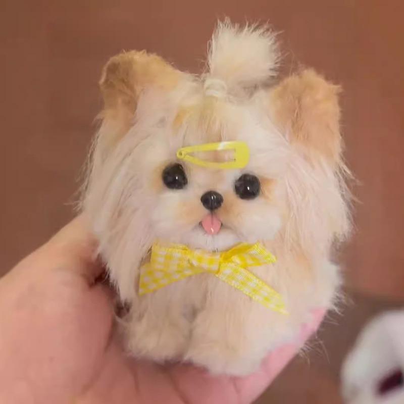 Подарок на день рождения для девушки/любителя собак, Реалистичный плюшевый щенок с роскошным мехом, Собака из скрученной синельной проволоки ручной работы