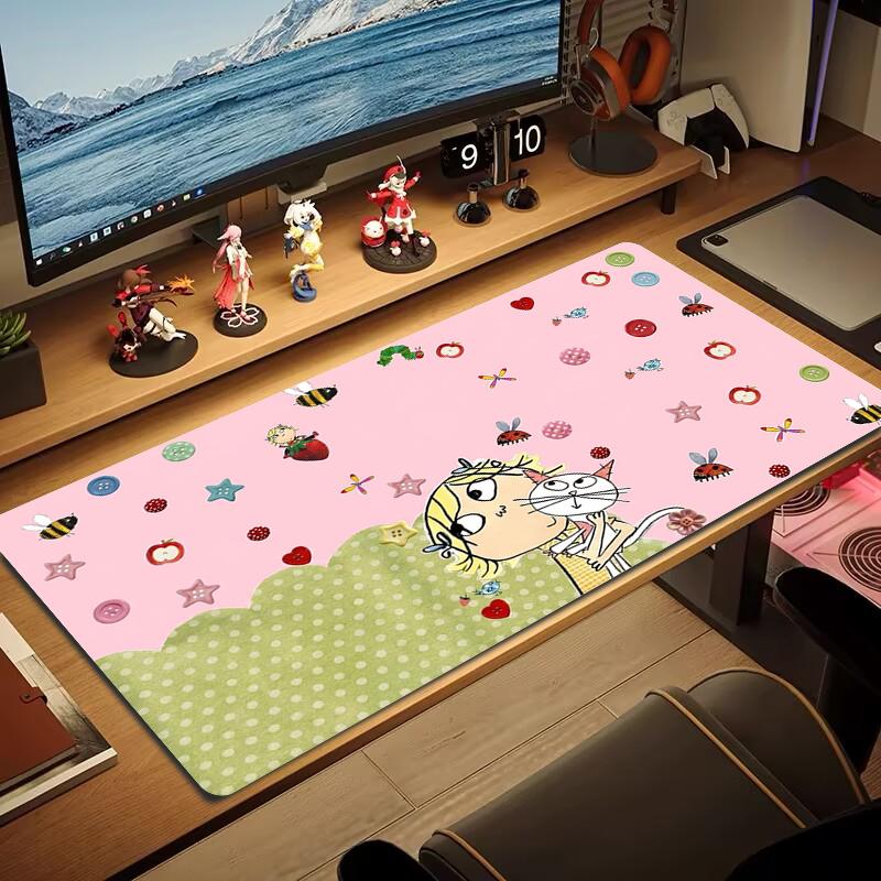 Charlie Lola Mouse Pad Large Gaming Table Cushion Nonslip Laptop Tablet Big Mousepad Xxl Mat Mini Pc Playmat With Lock Edge