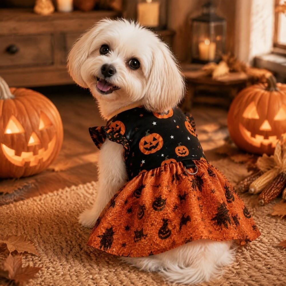 Color-blocking Halloween Pet Dress Breathable Pet Party Wear Dog Shiny Dress All-Season