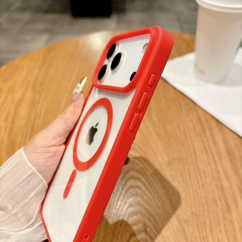 Простой магнитный чехол для iPhone 17 Air 17Pro Max 16e 15 Plus 14 13 12 mini 11 Pro Max Magsafe Прозрачная задняя крышка для беспроводной зарядки