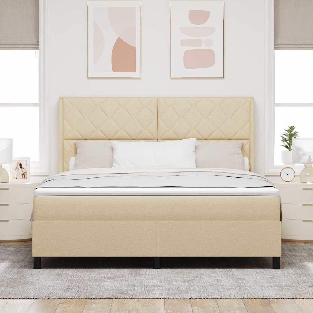 Boxspring Bed with Headboard Cream 180 x 200 cm Fabric