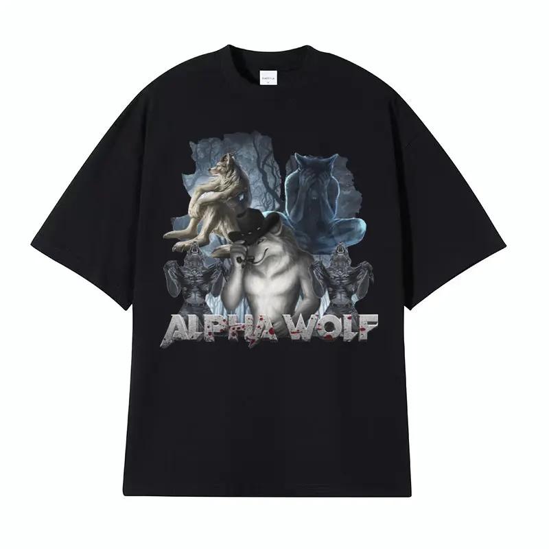 Если они говорят за твоей спиной, Пук Волк Буквально Я Смешной Мем Эмо Футболка Мужская Харадзюку Ретро Оверсайз Хлопковая Футболка 71787