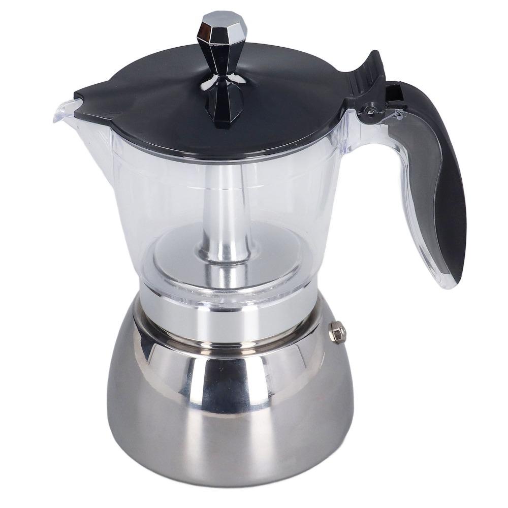 Clear ABS Top Stovetop Coffee Maker Crystal Glass Lid 6 Cup Moka Pot Household Brewing