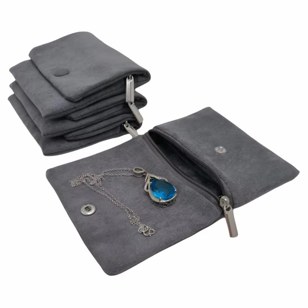 1PCS Velvet Jewellery Pouch Snap Zipper Gift Packaging Bracelet Necklace Earrings Storage