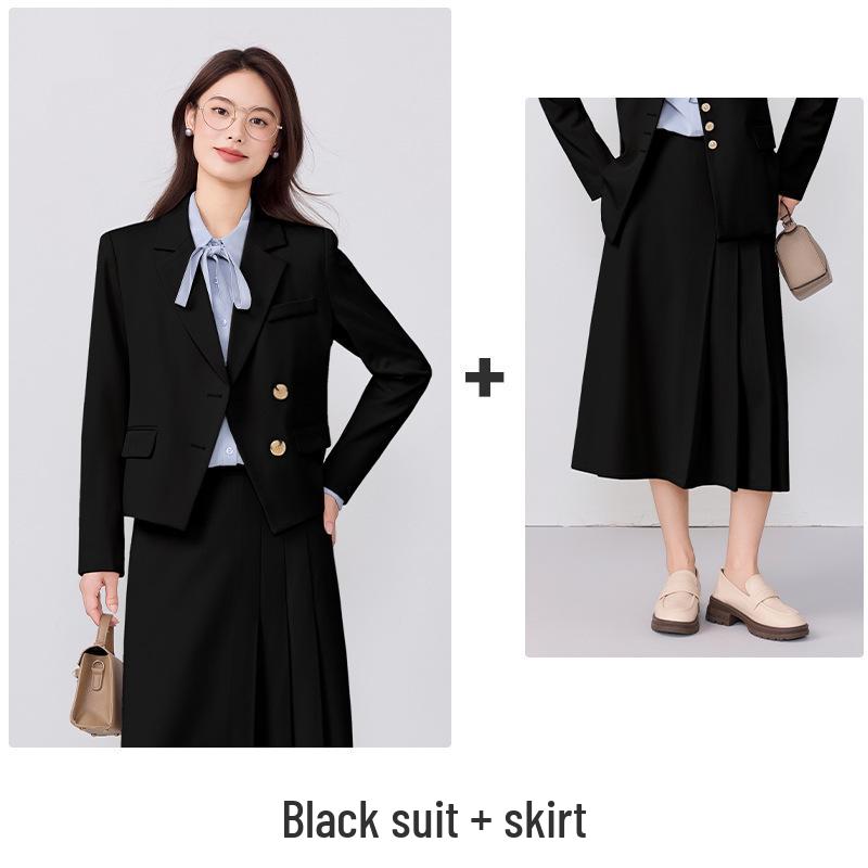 Женский маленький короткий пиджак-блейзер и юбка - Весна/Осень 2025, Профессиональная формальная одежда