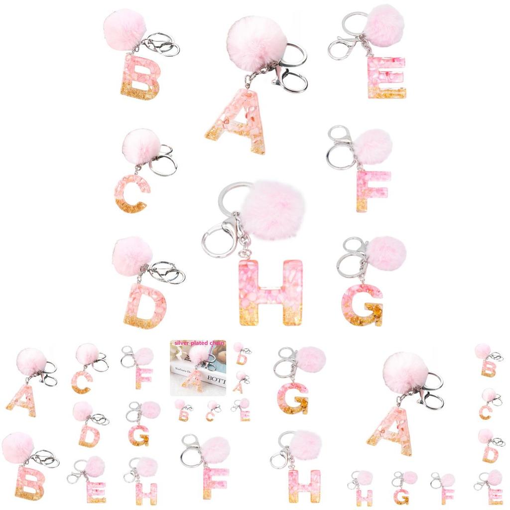 Модный брелок с плюшевым шариком и английскими буквами Креативный автомобильный аксессуар