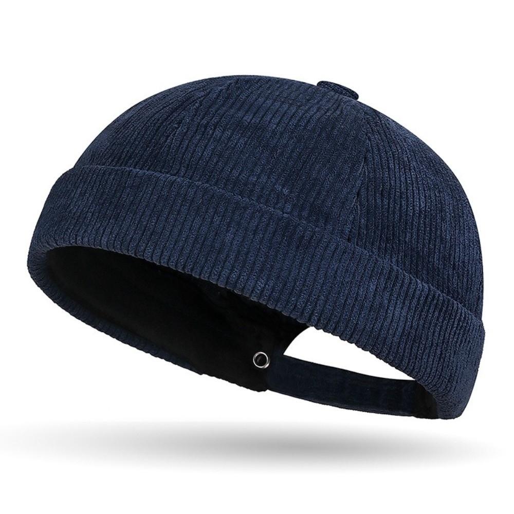 Retro Corduroy Brimless Cap Streetwear Landlord Hat Vintage Beanie Docker Caps Men Women