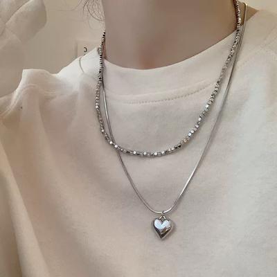 Двухслойное ожерелье Love, несколько таэлей из сломанного серебра, милая и крутая модная цепочка на ключицу, нишевый дизайн, высококачественная цепочка на шею, женский прилив