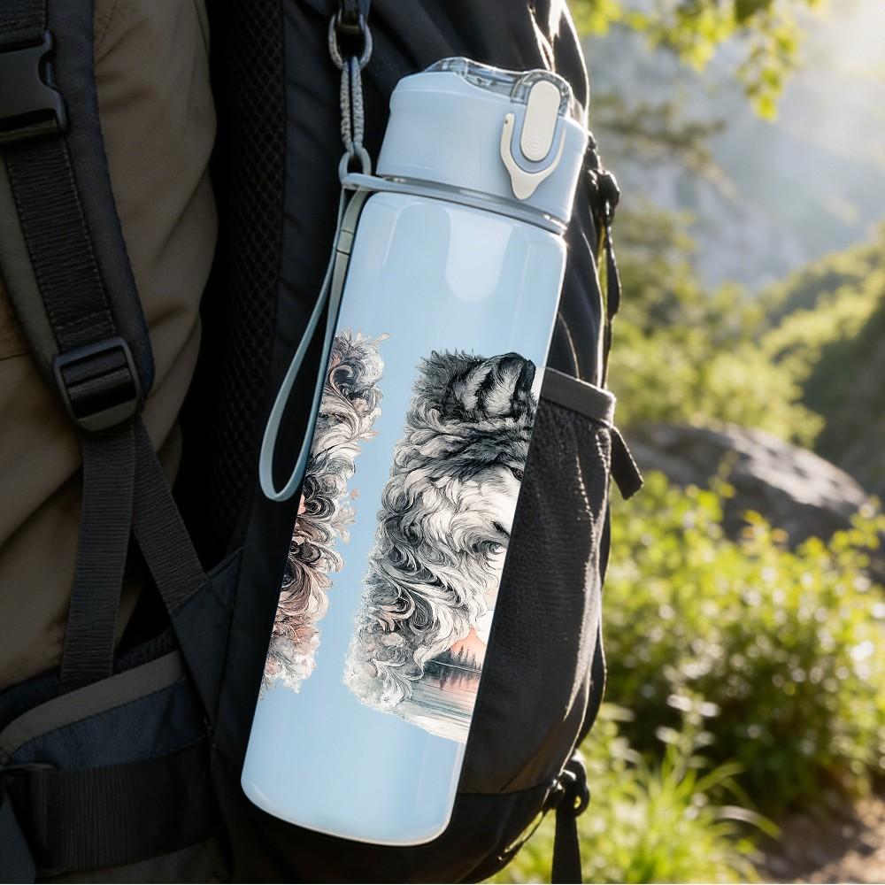 1PC Twin Tiger Dark Vintage Animal Art 750ml Color Plastic Sports Water Bottle Leakproof Flip Straw Lid Suitable for Sports Office Home Use