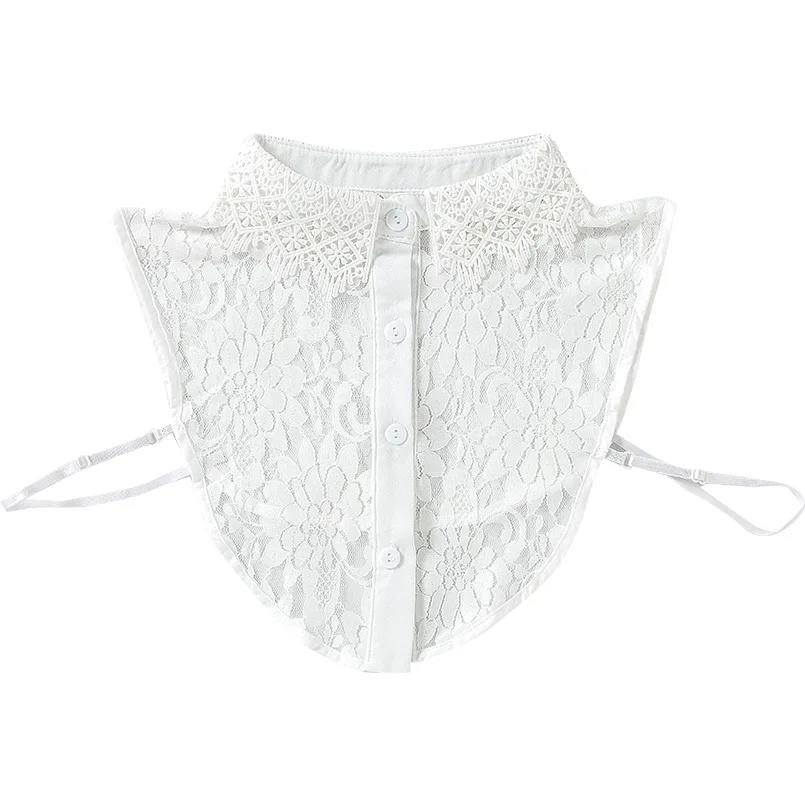 New Chiffon Hollow Out Fake Collar Women Detachable Lapel Choker Necklace Ladies Removable Half Shirt False Collar