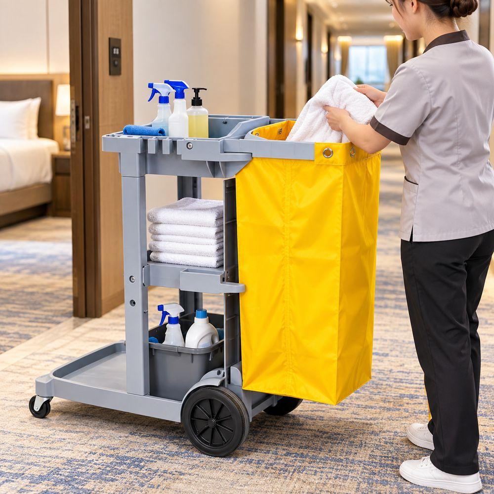Waterproof Janitorial Cart Bag Cleaning Cart Trash Bag for Hotel Motel and Cleaning Service Carts