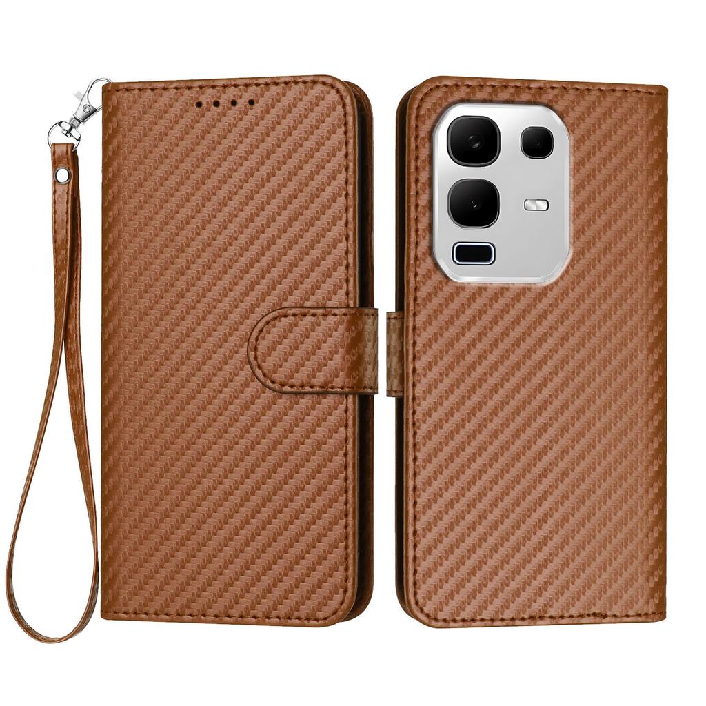 For Infinix Note 50x 5G Wallet Case with Strap Carbon Fiber Texture Leather Mobile Cover