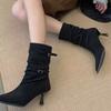Fashion Autumn Fashion High Quality Pointed Toe Vintage Ankle Boots Sexy Thin Hihe Heel Women Warm Knight Slip on Party Shoes 659