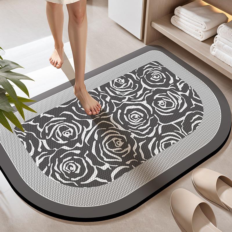 Toilet floor mat non-slip bathroom door mat absorbent foot mat toilet quick-drying diatom mud carpet at the door of the toilet