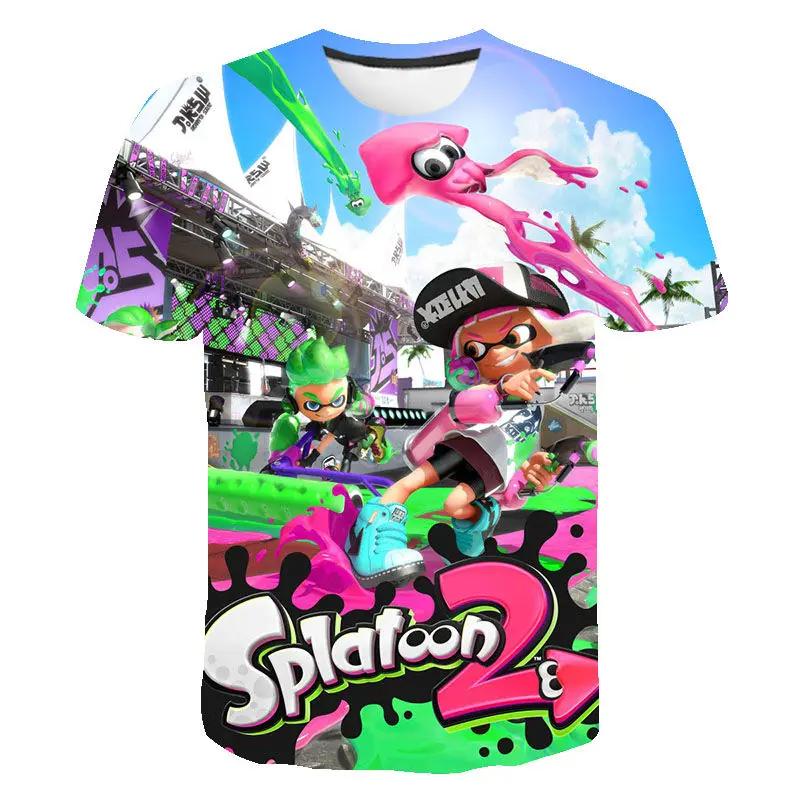 Летние футболки Игра Splatoon 3D-принт Футболка с круглым вырезом Повседневные топы для мальчиков и девочек Оверсайз Мода Харадзюку Детские футболки Детская одежда
