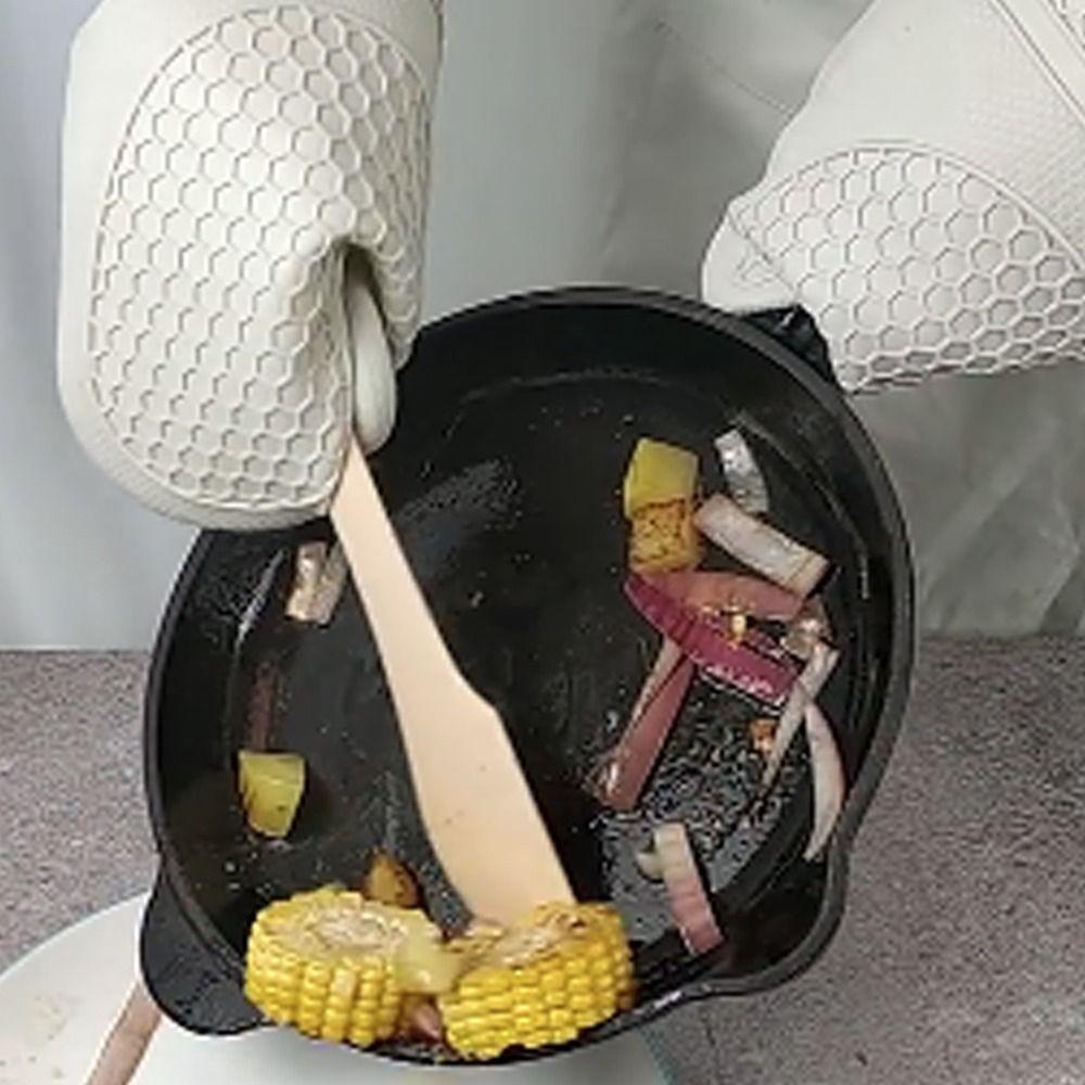 1 pair Baking Utensils Silicone Oven Gloves Anti-Scalding Heat Resistant Baking Gloves Thick Insulated Gloves Barbecue