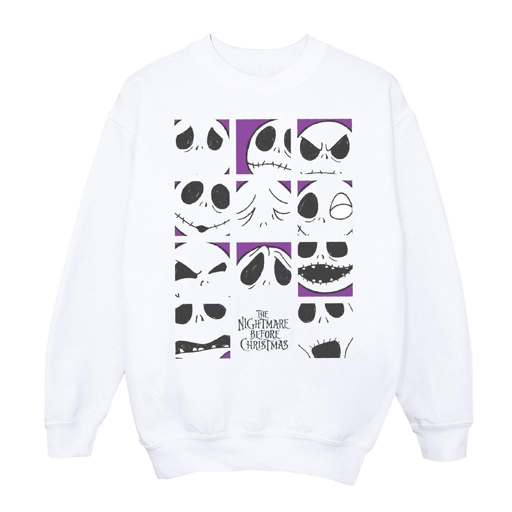 Disney Mens Nightmare Before Christmas Many Faces Of Jack Squares Sweatshirt