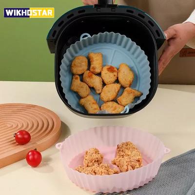 Силиконовые аэрофритюрницы, противень для выпечки в духовке, пицца, жареная курица, аэрофритюрница, силиконовая корзина, многоразовые аксессуары для вкладыша в сковороду для аэрофритюрницы