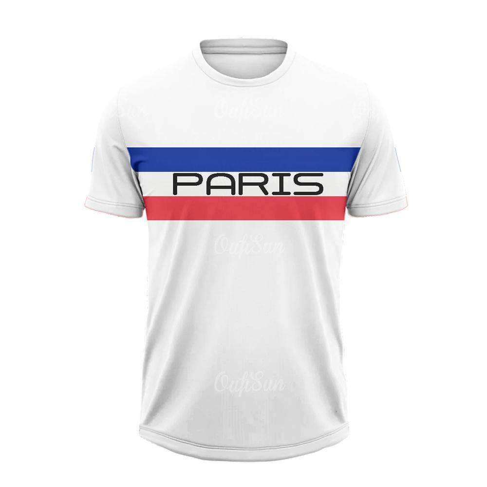 Летняя футболка для мужчин, повседневная, с коротким рукавом, с принтом парижских букв, топы для спорта на открытом воздухе, фитнес-одежда, быстросохнущие футболки