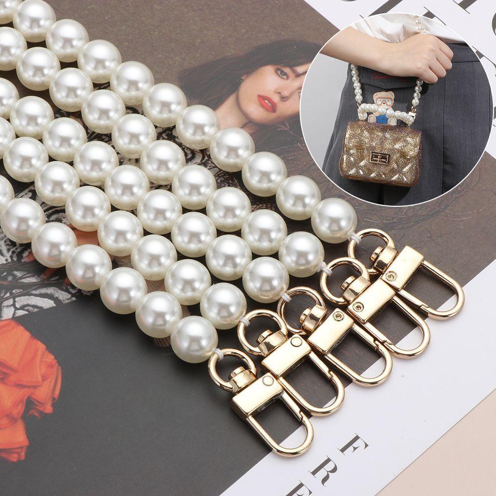 Chain Handbag Accessory Bag Parts Crossbody Bag Belt Beaded Tote Chain Purse Handle Pearl Bag Strap