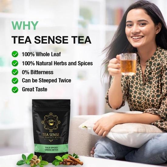 TEA SENSE Tulsi Spiced Green Detox | Листовой чай | 100 г | Смесь зеленого чая, тулси и индийских трав | 50+ чашек