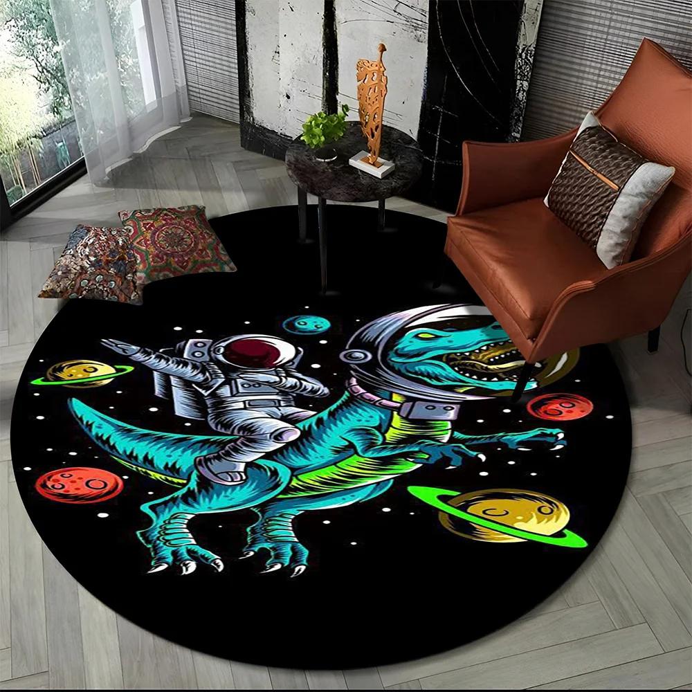 3D Астронавт Космос Мультяшный Круглый Ковер Коврик для Гостиной Спальни Детской Игровой Комнаты Декор Стула, Коврик для Питомцев Нескользящий Напольный Коврик