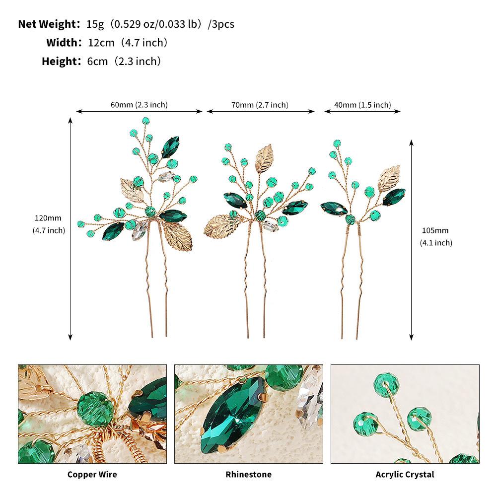 New Chinese Style Xiuhe Bridal Headdress Leaf Rhinestone Hair Comb Pin High-end Hair Accessories Hairpin Comb Set